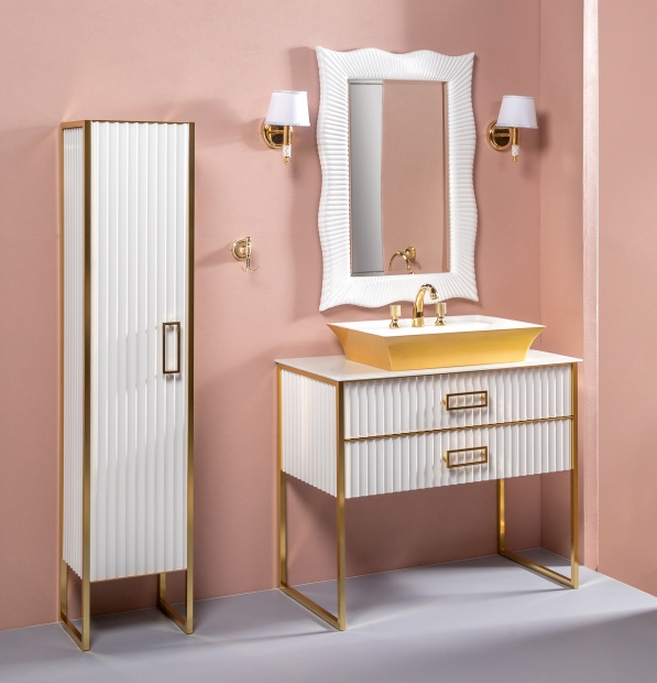 Комплект мебели Armadi Art Monaco 100 со столешницей белая, золото