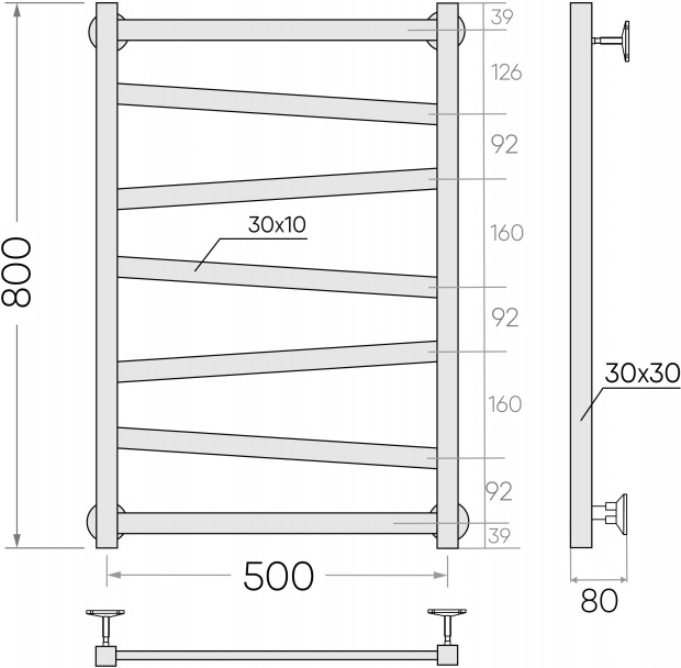 Полотенцесушитель водяной Indigo Element LEWPF80-50BRK3 черный муар