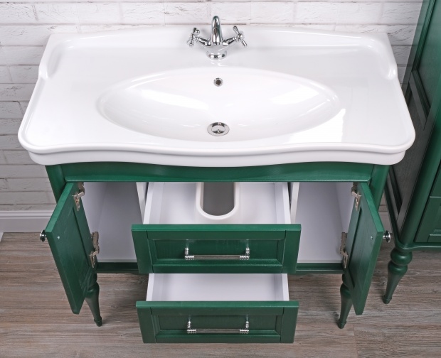 Комплект мебели ValenHouse Эстетика 100, зеленая, подвесная, ручки хром