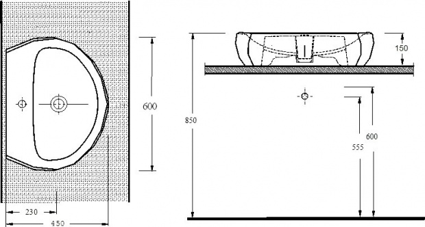 Раковина накладная BEWASH BEKINGER 60 (87601101)