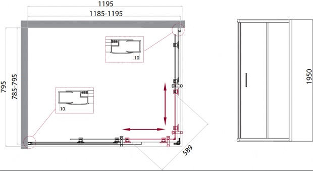 Душевой уголок BelBagno Uno-195 AH 2 120/80 C Cr