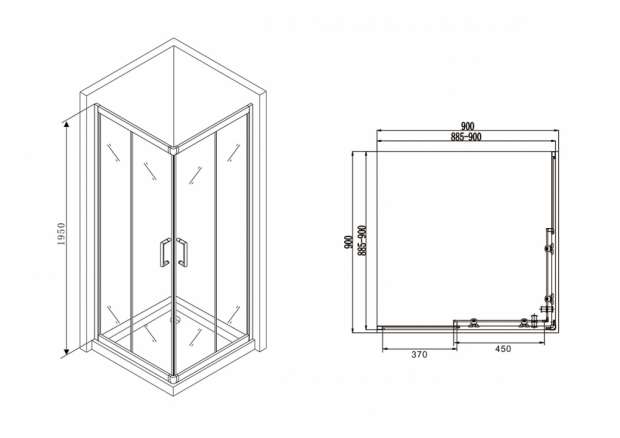 Душевой уголок ABBER SCHWARZER DIAMANT 90x90x195 (AG02090B)