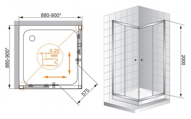 Душевой уголок Cezares Anima 100x100x200 (ANIMA-W-A-2-100-C-Cr)