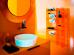 Зеркало круглое Laufen Kartell by Laufen 80 оранжевое, с подсветкой - фото №8