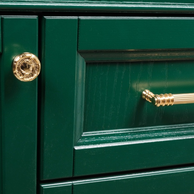 Тумба для комплекта ValenHouse Эстетика 100, зеленая, подвесная, ручки золото
