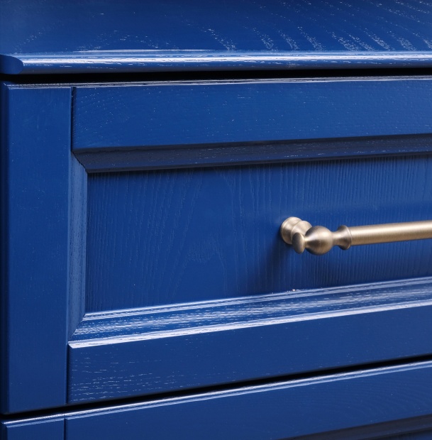 Тумба для комплекта ValenHouse Эстетика 80, синяя, подвесная, ручки бронза