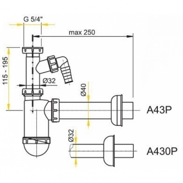 Сифон для раковины ALCA PLAST (A430P)