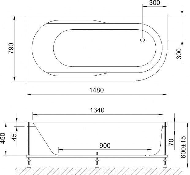 Ванна акриловая Royal Bath Azur 150x80 (RB 614201 L) L