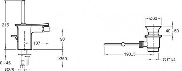 Смеситель для биде JACOB DELAFON STANCE (E14763-CP)