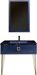 Комплект мебели Armadi Art Lucido 100, насыщенный синий, раковина 852-100-BL, ножки золото