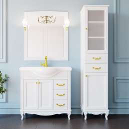 Комплект мебели ValenHouse Эллина 80 белая, фурнитура золото