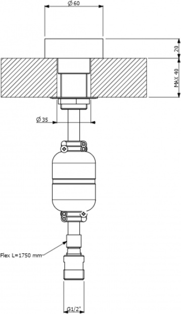 Крепление смесителя Villeroy&Boch Dawn TVT10651215061 для душевой лейки, со шлангом