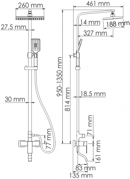 Душевая стойка Wasserkraft (A16501)