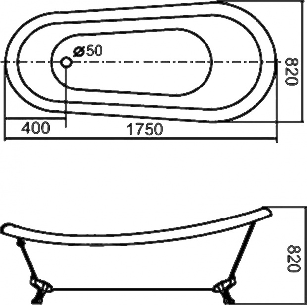Ванна акриловая Gemy 175x80 (G9030-A)