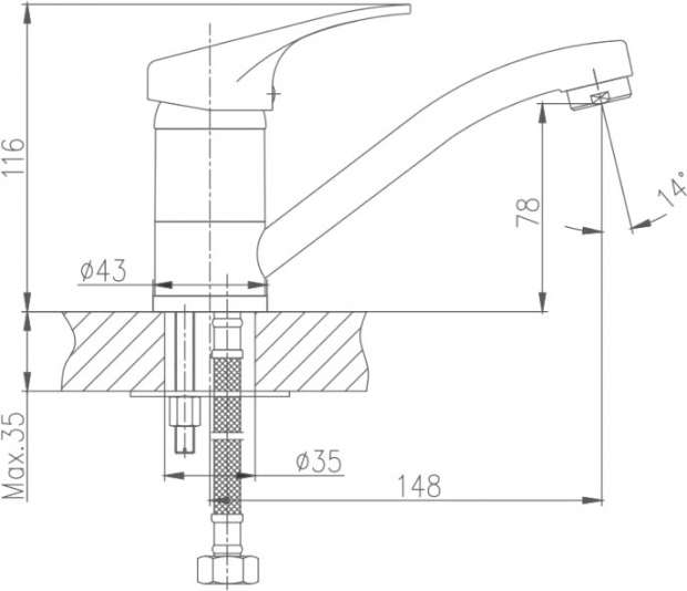 Смеситель для кухни Haiba HB4513-1