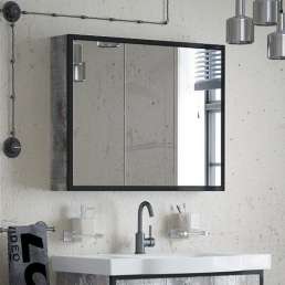 Зеркало-шкаф Corozo Айрон 90, черный, антик