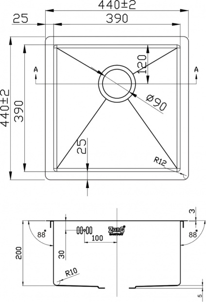 Мойка кухонная  ZORG INOX R R 4444