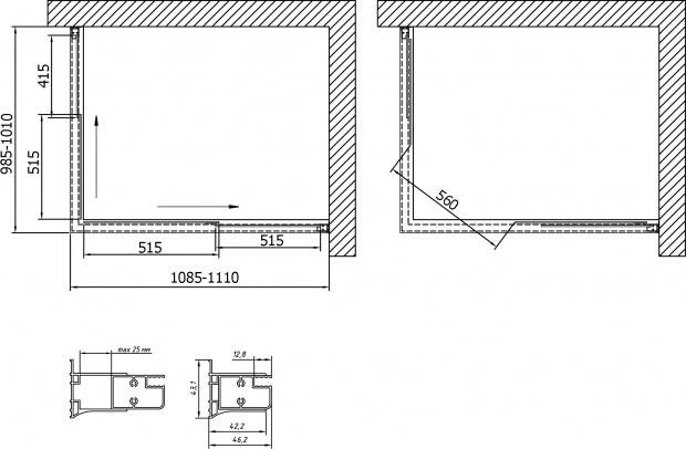 Душевой уголок Vegas Glass ZA-F 110x100x190 (ZA-F 110*100 05 02)